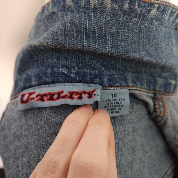 Vtg 90s Y2k Rhinestone Gem Studded Bratz Trendy Collared Denim Jacket Sz 10 - Picture 8 of 8